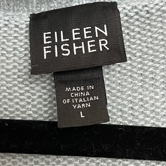 Eileen Fisher Knit Tunic Top, Italian Hemp, Short Sleeve, V Neck, Blue, L‎ - Picture 3 of 5